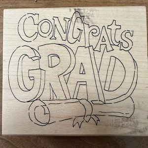 Print Works collection G2395 Congrats Grad Rubber Stamp, Vintage, Never used